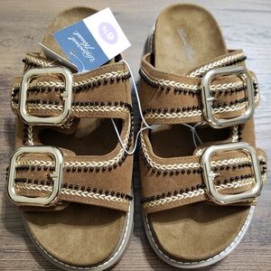 Universal Thread™ Women's Collin Double Buckle Footbed Sandals -  CHESTNUT  6.5